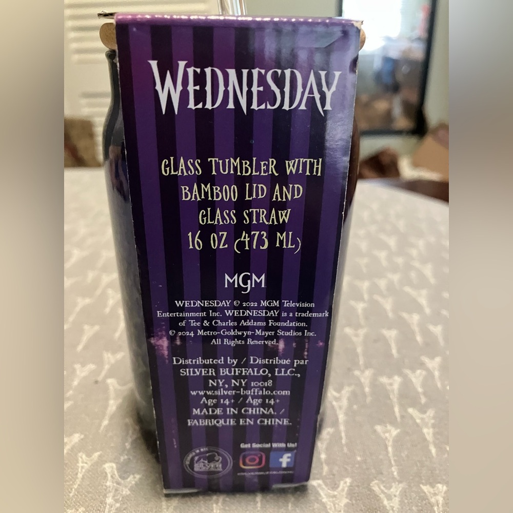 NWT “ Wednesday “ Glass Tumbler